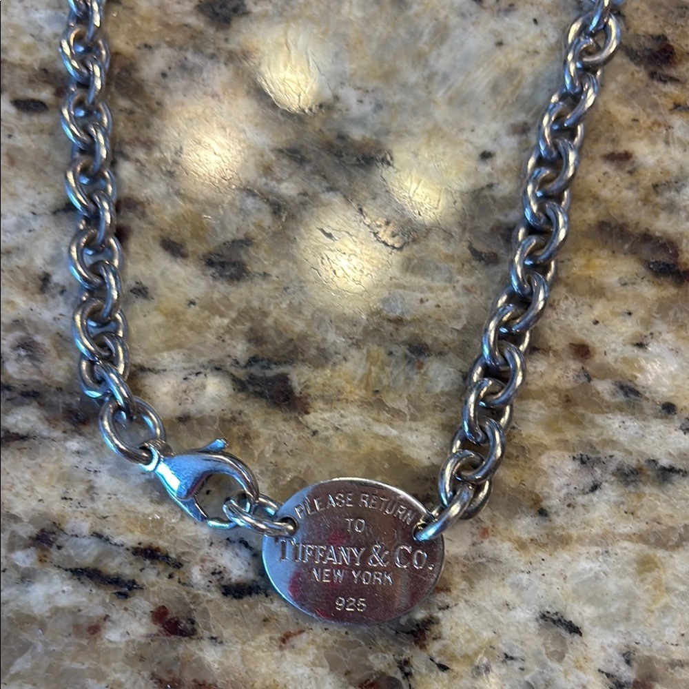 Tiffany & Co. Sterling Silver Oval Tag Necklace